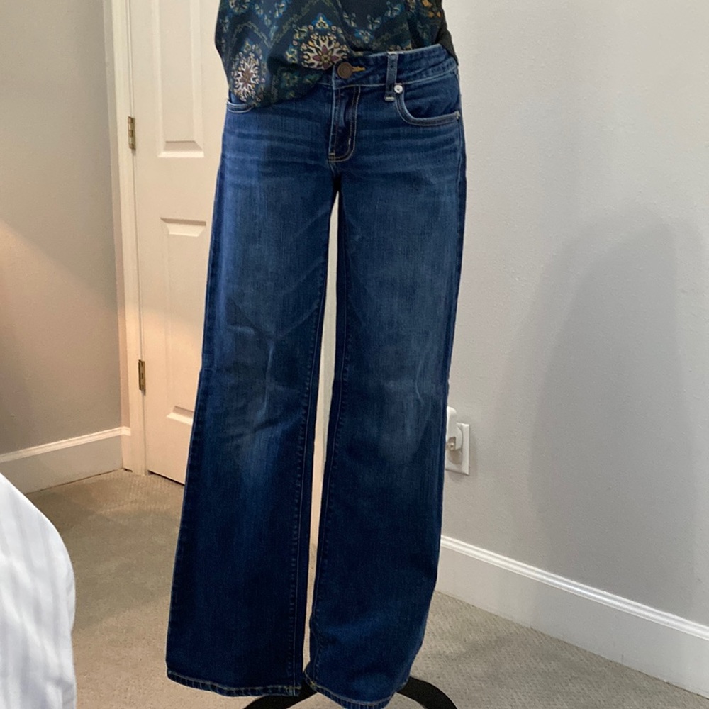 Low Rise, dark wash jeans from American Eagle; size 8
